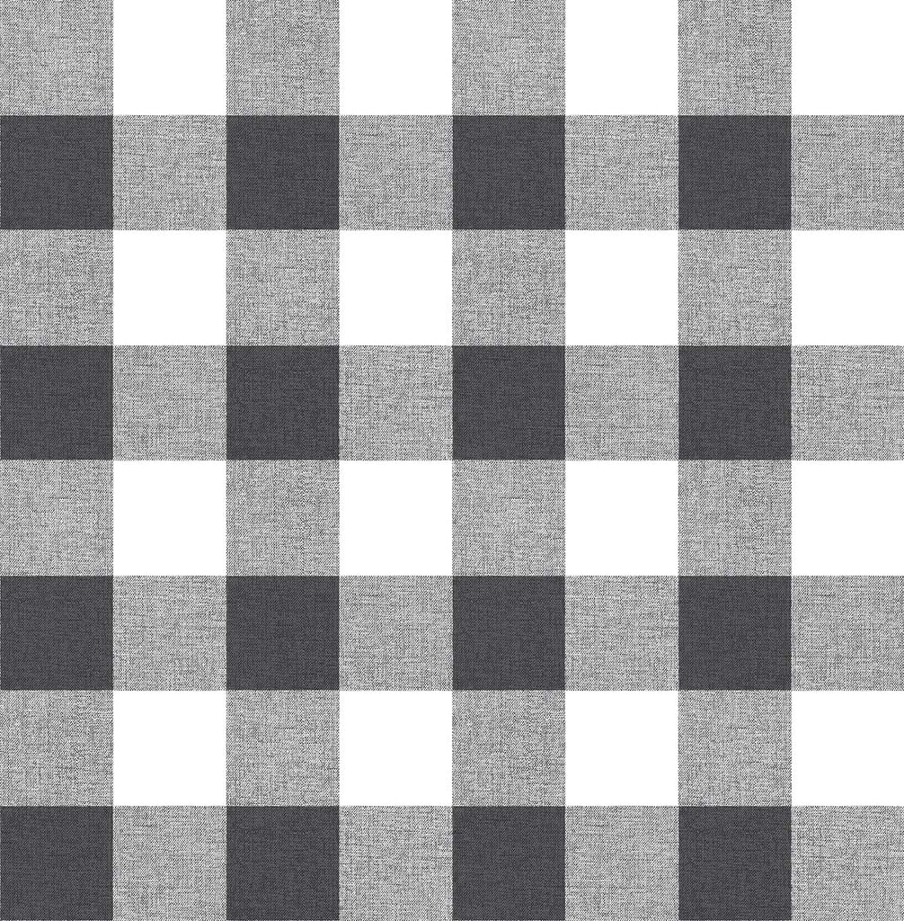 Malibu PS Picnic Plaid Farmhouse Plaid - Charcoal | Peel and Stick Removable Wallpaper