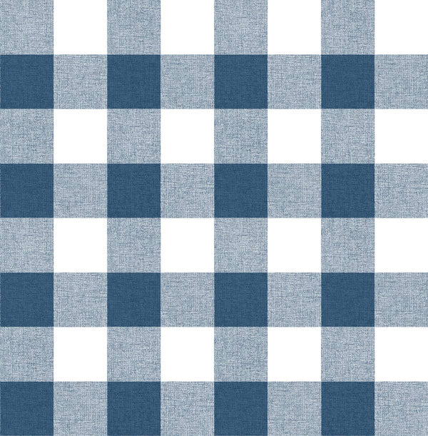 Malibu Ps Picnic Plaid Coastal Plaid - Navy & White | Peel and Stick Removable Wallcovering