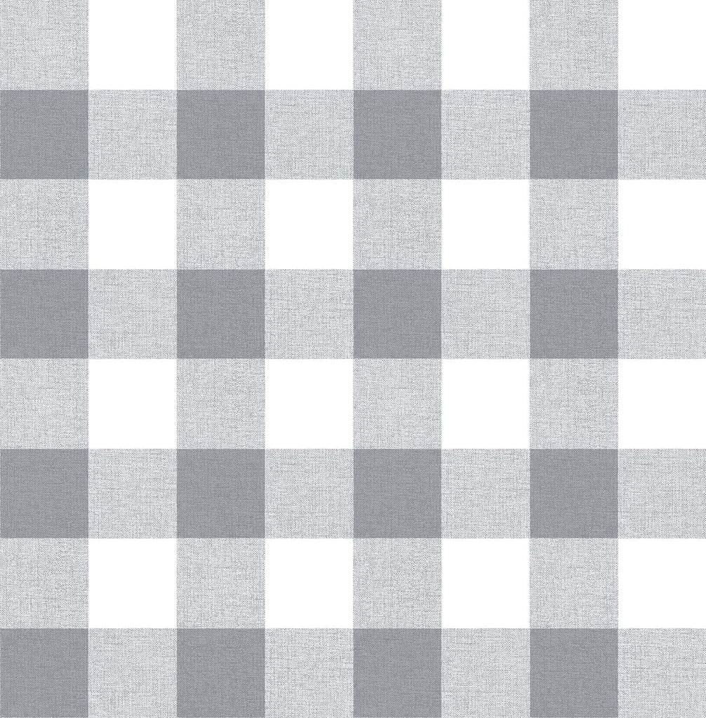 Malibu PS Picnic Plaid Farmhouse Plaid - Gray & White | Peel and Stick Removable Wallpaper