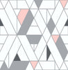 Malibu PS Kaleidoscope Mid-Century Modern Geometric - Pink & Charcoal | Peel and Stick Removable Wallpaper