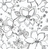 Malibu PS Linework Floral Contemporary Floral - Black | Peel and Stick Removable Wallpaper