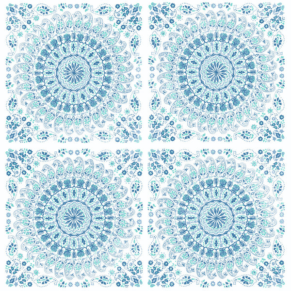 Malibu Ps Mandala Bohemian Mandala - Teal & Blue | Peel and Stick Removable Wallcovering