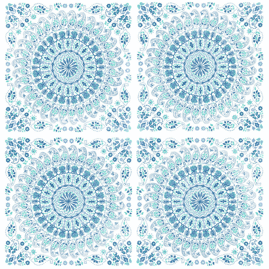 Malibu PS Mandala Bohemian Mandala - Teal & Blue | Peel and Stick Removable Wallpaper