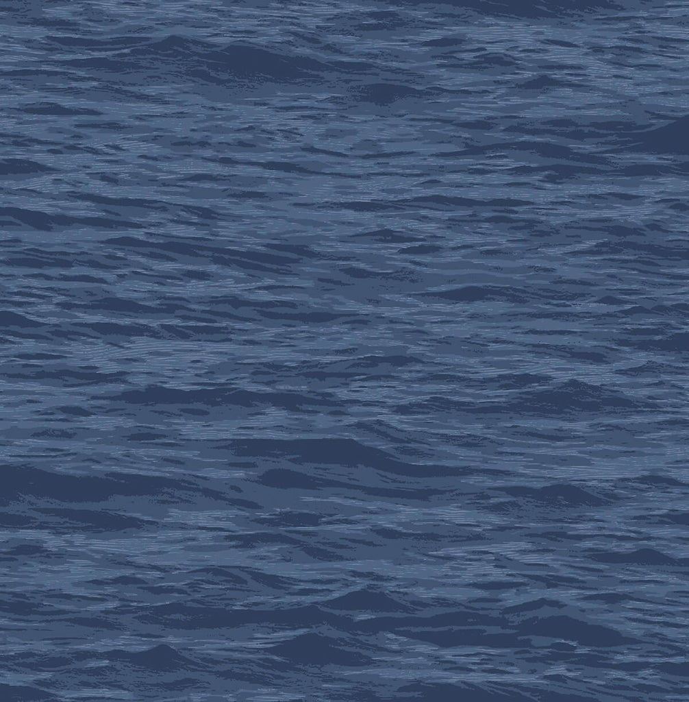 Malibu PS Serene Sea Coastal Abstract - Denim Blue | Peel and Stick Removable Wallpaper