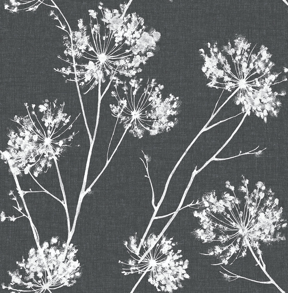 Malibu PS One O'Clocks Traditional Botanical - Charcoal | Peel and Stick Removable Wallpaper