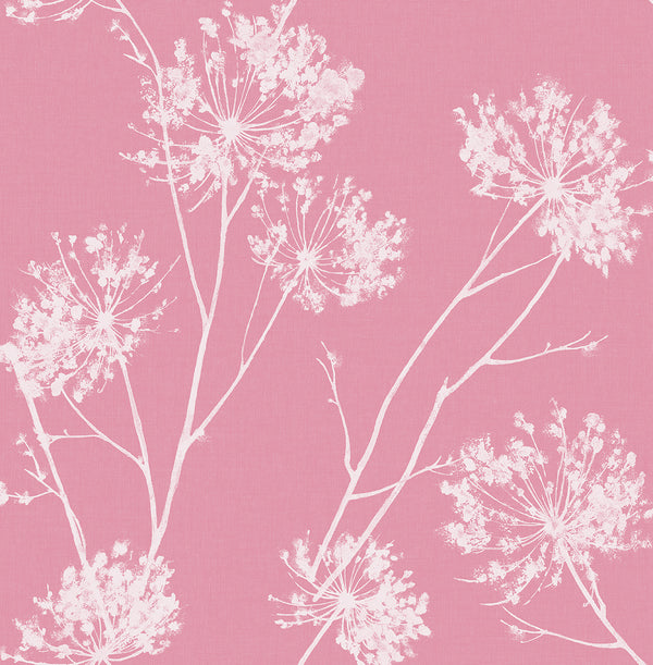 Malibu Ps One O'Clocks Contemporary Botanical - Pink | Peel and Stick Removable Wallcovering