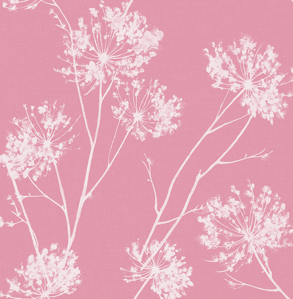 Malibu PS One O'Clocks Contemporary Botanical - Pink | Peel and Stick Removable Wallpaper