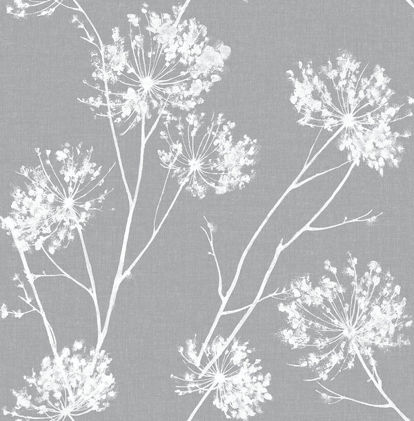 Malibu Ps One O'Clocks Traditional Botanical - Cove Gray | Peel and Stick Removable Wallcovering
