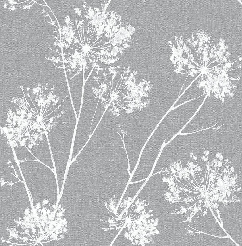 Malibu PS One O'Clocks Traditional Botanical - Cove Gray | Peel and Stick Removable Wallpaper