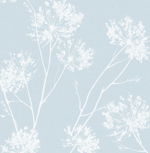 Malibu Ps One O'Clocks Traditional Botanical - Light Blue | Peel and Stick Removable Wallcovering