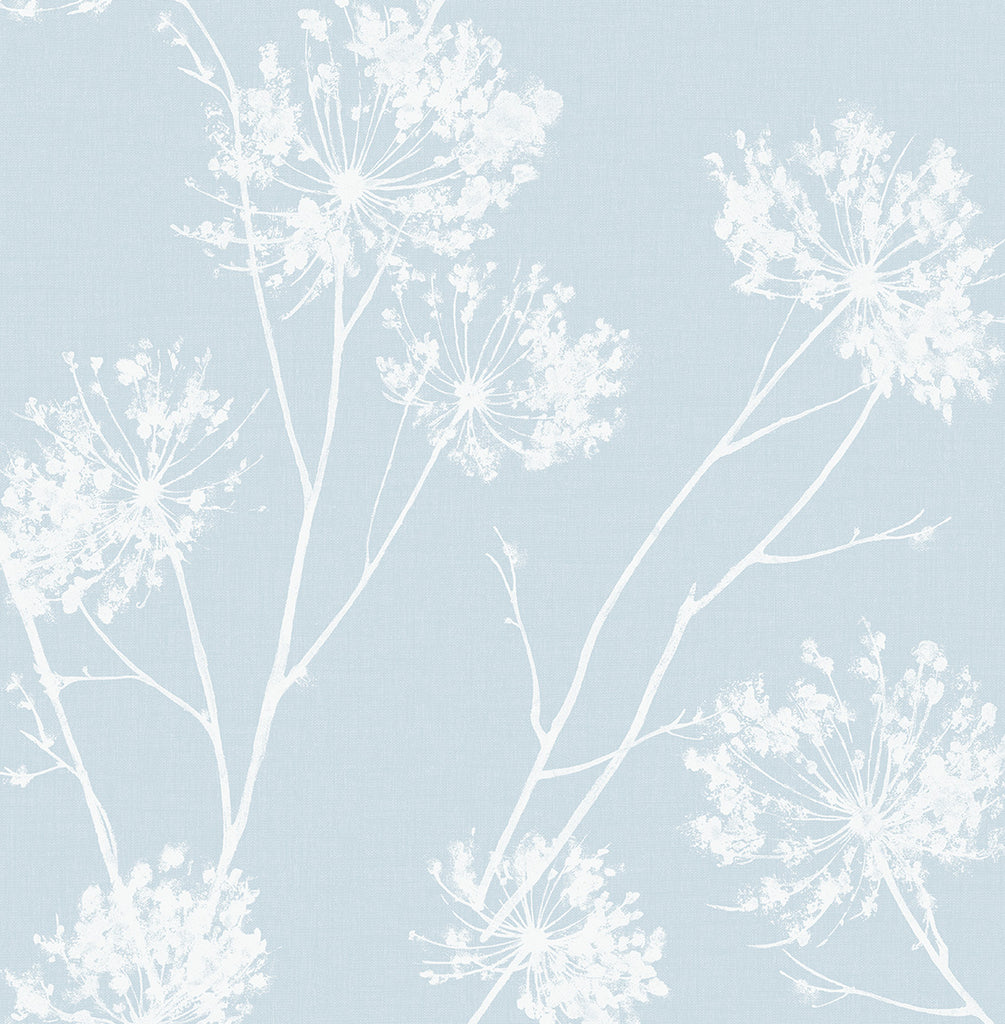 Malibu PS One O'Clocks Traditional Botanical - Light Blue | Peel and Stick Removable Wallpaper