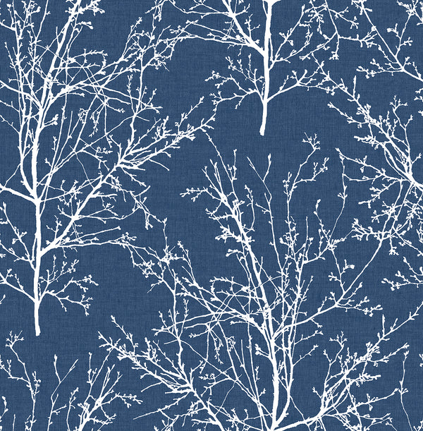 Malibu Ps Tree Branches Contemporary Botanical - Coastal Blue | Peel and Stick Removable Wallcovering