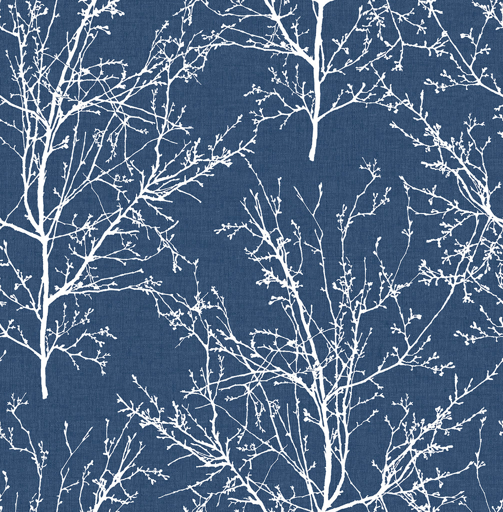 Malibu PS Tree Branches Contemporary Botanical - Coastal Blue | Peel and Stick Removable Wallpaper