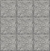 Malibu PS Faux Embossed Tile Industrial Tile - Metallic Silver & Charcoal | Peel and Stick Removable Wallpaper