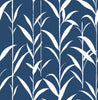 Malibu PS Bamboo Leaves Contemporary Botanical - Navy Blue | Peel and Stick Removable Wallpaper
