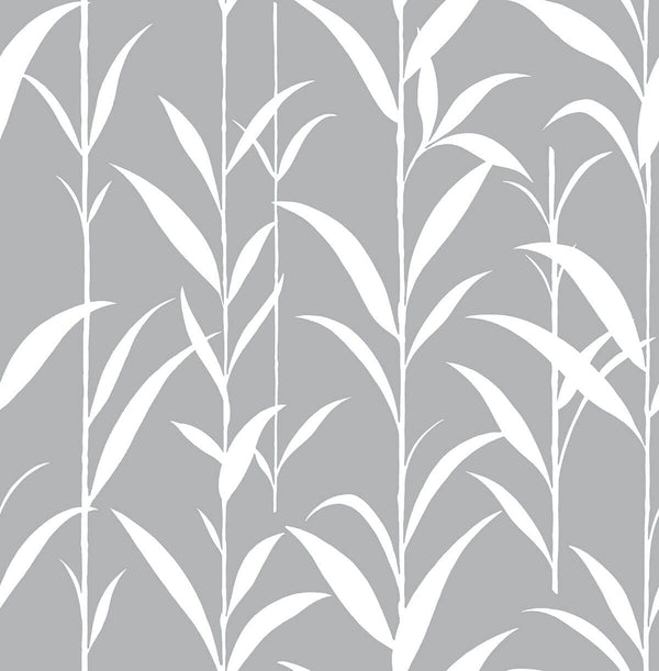 Malibu Ps Bamboo Leaves Contemporary Botanical - Gray | Peel and Stick Removable Wallcovering