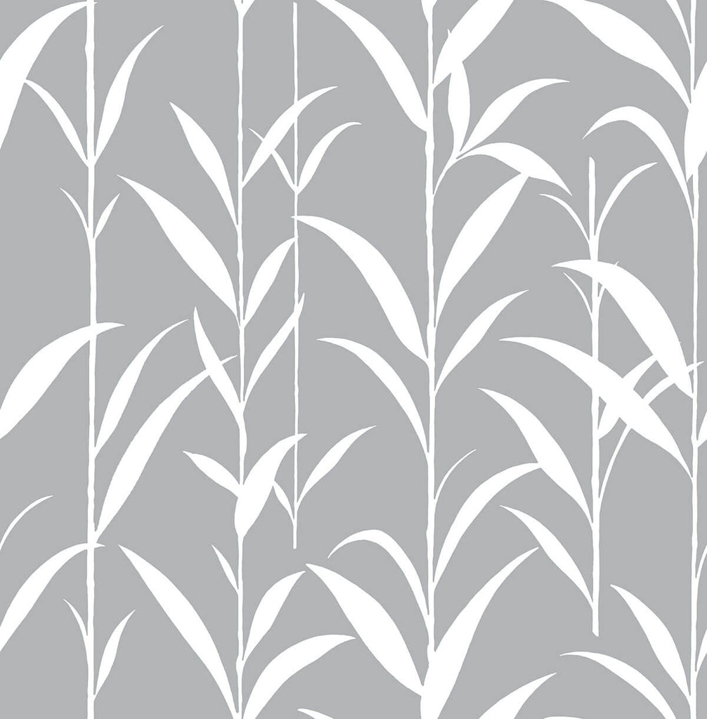 Malibu PS Bamboo Leaves Contemporary Botanical - Gray | Peel and Stick Removable Wallpaper