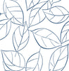 Malibu PS Tossed Leaves Contemporary Botanical - Navy Blue | Peel and Stick Removable Wallpaper