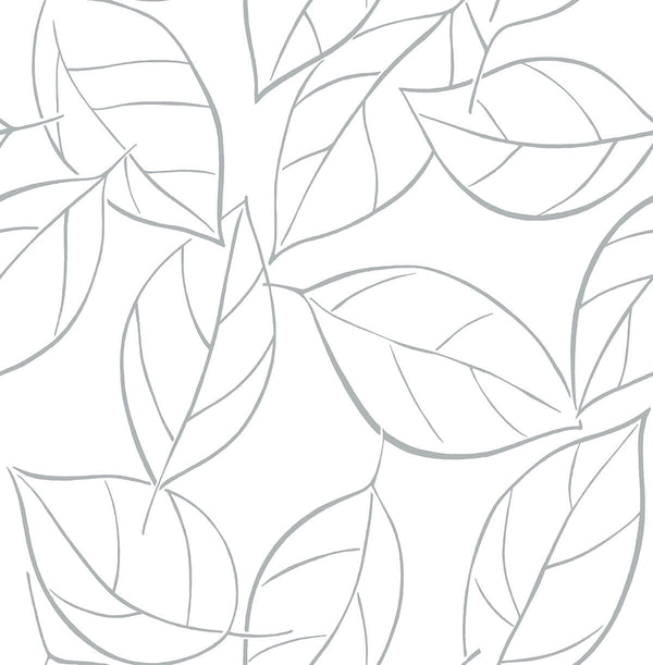 Malibu Ps Tossed Leaves Contemporary Botanical - Daydream Gray | Peel and Stick Removable Wallcovering