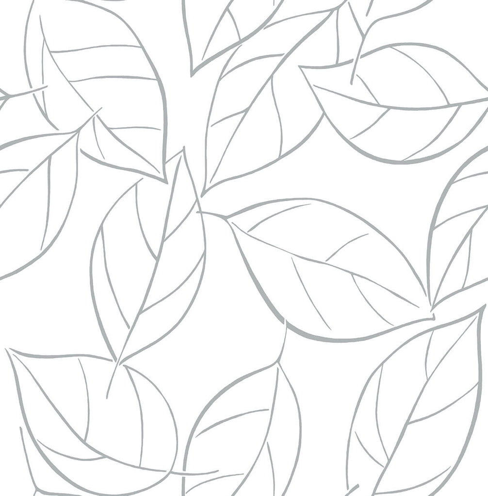 Malibu PS Tossed Leaves Contemporary Botanical - Daydream Gray | Peel and Stick Removable Wallpaper