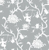 Malibu PS Chinoiserie Silhouette Eclectic Chinoiserie - Metallic Silver | Peel and Stick Removable Wallpaper