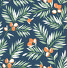 Malibu PS Citrus Branch Contemporary Botanical - Navy, Sage, & Orange | Peel and Stick Removable Wallpaper