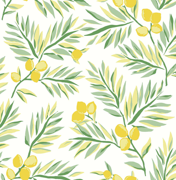 Malibu Ps Lemon Branch Contemporary Botanical - Lemon & Sage | Peel and Stick Removable Wallcovering