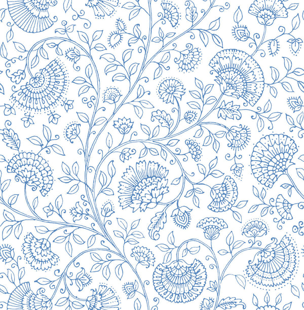 Malibu Ps Paisley Trail Bohemian Paisley - Blue Bell | Peel and Stick Removable Wallcovering