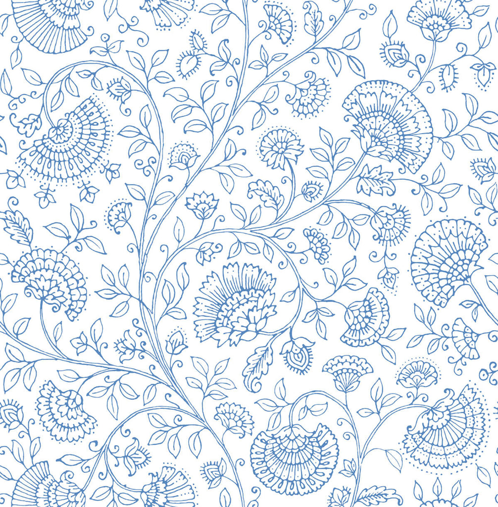 Malibu PS Paisley Trail Bohemian Paisley - Blue Bell | Peel and Stick Removable Wallpaper