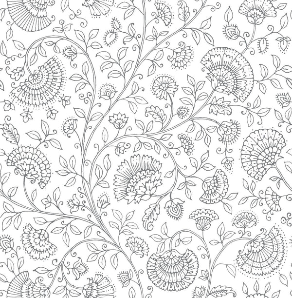 Malibu Ps Paisley Trail Bohemian Paisley - Slate Gray | Peel and Stick Removable Wallcovering