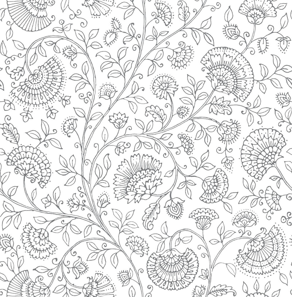 Malibu PS Paisley Trail Bohemian Paisley - Slate Gray | Peel and Stick Removable Wallpaper