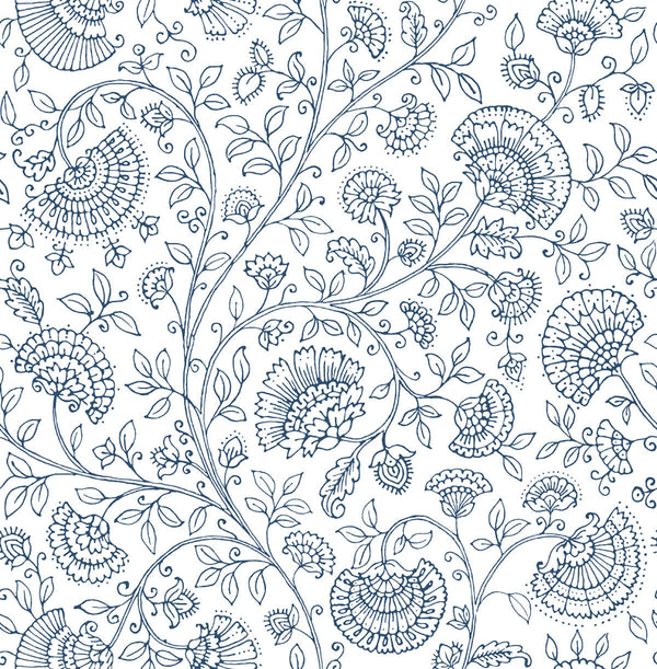 Malibu Ps Paisley Trail Bohemian Paisley - Midnight Blue | Peel and Stick Removable Wallcovering