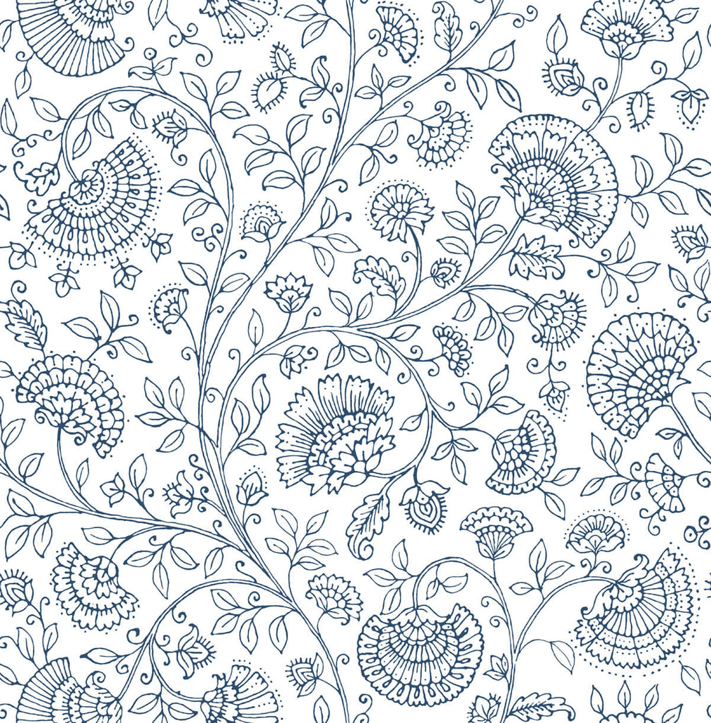 Malibu PS Paisley Trail Bohemian Paisley - Midnight Blue | Peel and Stick Removable Wallpaper