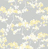 Malibu PS Cyprus Blossom Classical Floral - Buttercup & Gray | Peel and Stick Removable Wallpaper