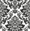 Malibu PS Damask Traditional Damask - Black & White | Peel and Stick Removable Wallpaper