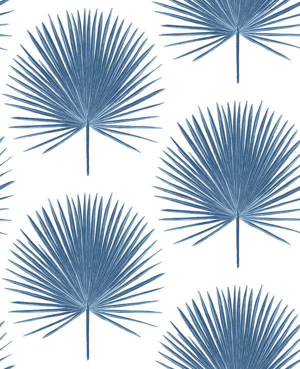 Malibu Ps Palmetto Palm Tropical Botanical - Coastal Blue | Peel and Stick Removable Wallcovering