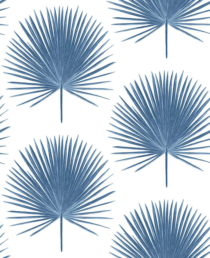 Malibu PS Palmetto Palm Tropical Botanical - Coastal Blue | Peel and Stick Removable Wallpaper