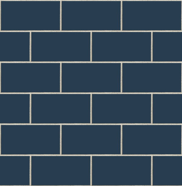 Malibu Ps Retro Subway Tile Contemporary Tile - Navy Blue | Peel and Stick Removable Wallcovering