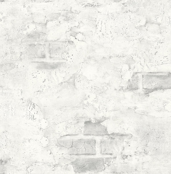 Malibu Ps Stuccoed Brick Industrial Brick - Fog Gray | Peel and Stick Removable Wallcovering