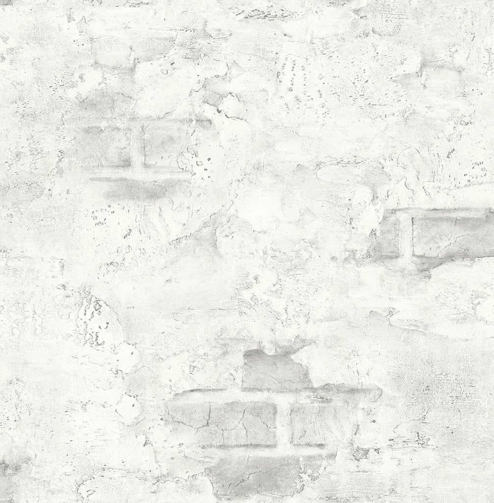 Malibu PS Stuccoed Brick Industrial Brick - Fog Gray | Peel and Stick Removable Wallpaper