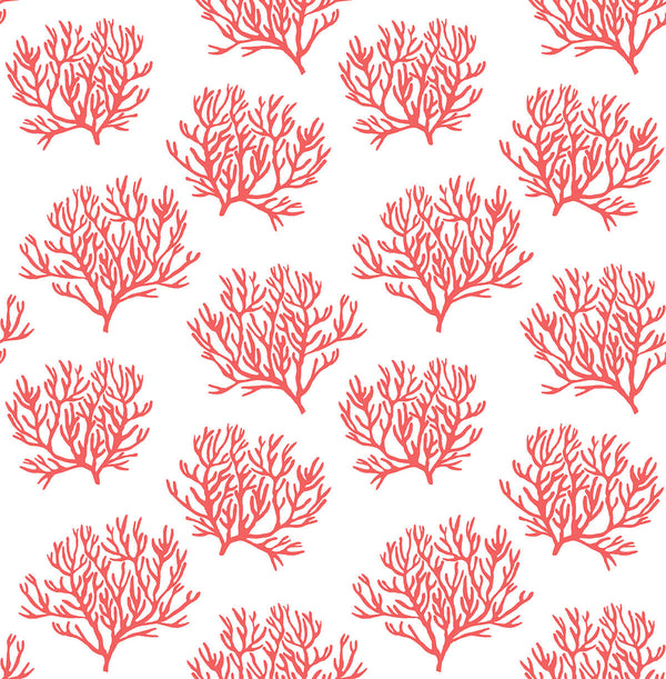 Malibu Ps Coastal Coral Reef Coastal Botanical - Vermillion | Peel and Stick Removable Wallcovering
