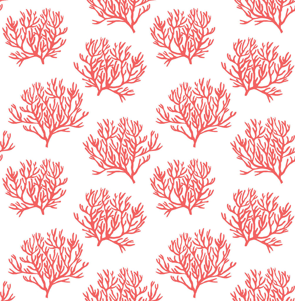 Malibu PS Coastal Coral Reef Coastal Botanical - Vermillion | Peel and Stick Removable Wallpaper