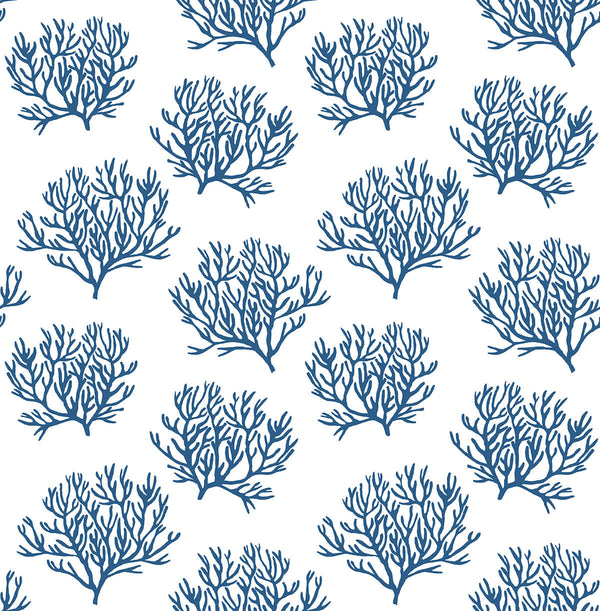 Malibu Ps Coastal Coral Reef Coastal Botanical - Marine Blue | Peel and Stick Removable Wallcovering