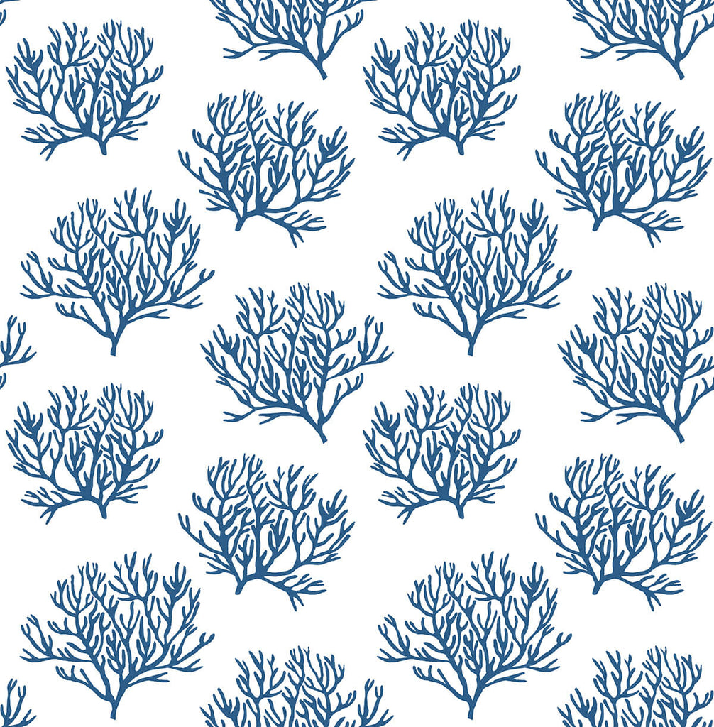 Malibu PS Coastal Coral Reef Coastal Botanical - Marine Blue | Peel and Stick Removable Wallpaper