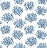 Malibu PS Coastal Coral Reef Coastal Botanical - Marine Blue | Peel and Stick Removable Wallpaper