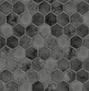 Malibu PS Inlay Hexagon Contemporary Tile - Cosmic Black & Metallic Silver | Peel and Stick Removable Wallpaper