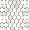 Malibu PS Inlay Hexagon Contemporary Tile - Carrara & Metallic Silver | Peel and Stick Removable Wallpaper