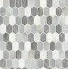 Malibu PS Brushed Hex Tile Contemporary Tile - Icy Grey & Nickel | Peel and Stick Removable Wallpaper
