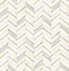 Malibu PS Chevron Marble Tile Contemporary Tile - Metallic Gold & Pearl Gray | Peel and Stick Removable Wallpaper