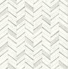 Malibu PS Chevron Marble Tile Contemporary Tile - Metallic Silver & Pearl Gray | Peel and Stick Removable Wallpaper
